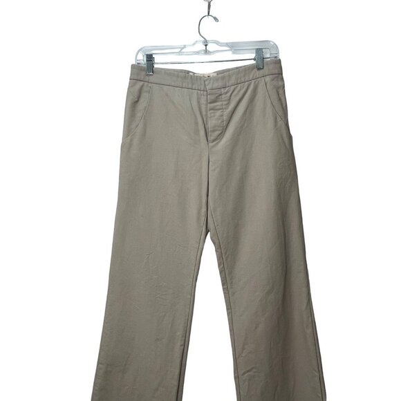 MARNI Button Fly Flat Front Wide Leg Cotton Khaki Chino Pants Pockets IT 42 US 6 - Picture 3 of 10